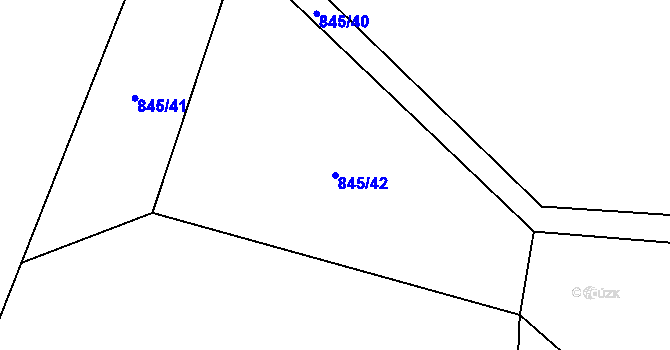 Parcela st. 845/42 v KÚ Mořkov, Katastrální mapa