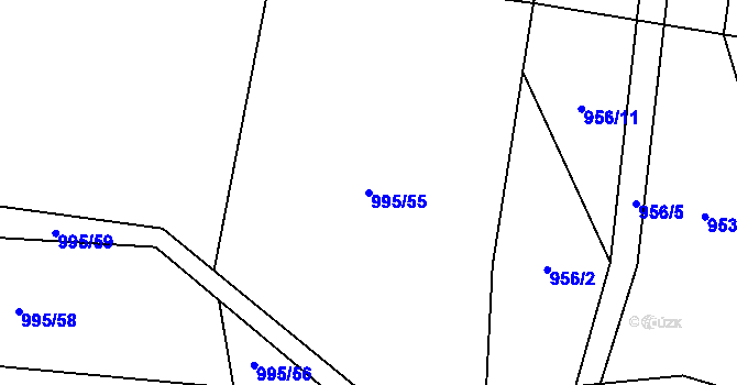 Parcela st. 995/55 v KÚ Mořkov, Katastrální mapa