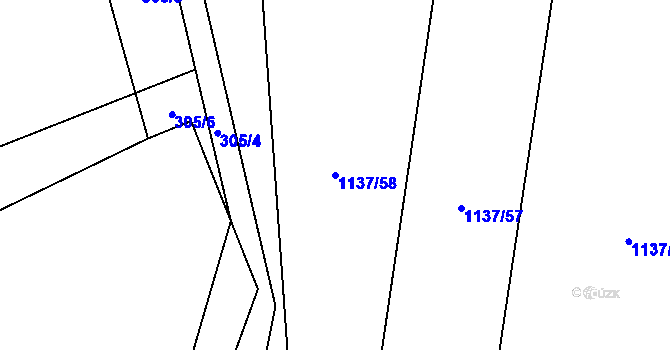 Parcela st. 1137/58 v KÚ Mořkov, Katastrální mapa