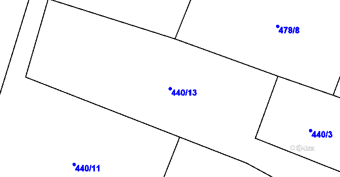 Parcela st. 440/13 v KÚ Mořkov, Katastrální mapa