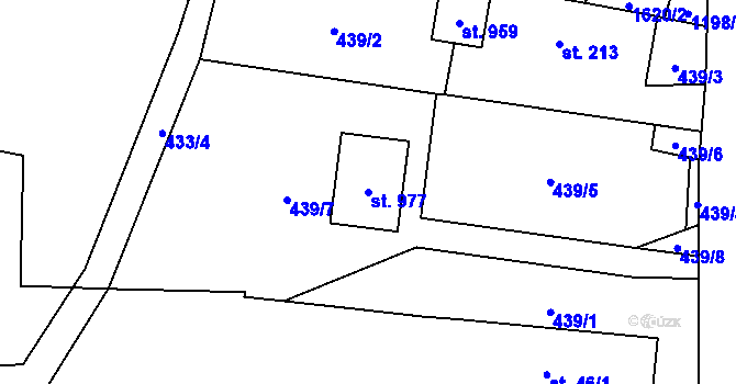 Parcela st. 977 v KÚ Mořkov, Katastrální mapa