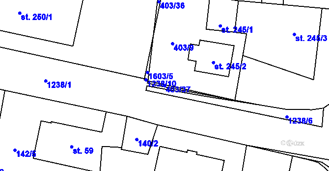 Parcela st. 403/37 v KÚ Mořkov, Katastrální mapa