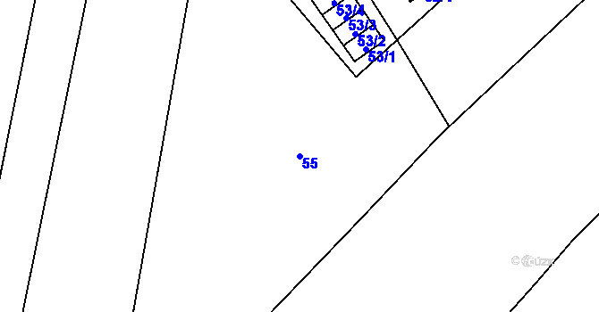 Parcela st. 55 v KÚ Most I, Katastrální mapa