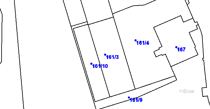 Parcela st. 161/3 v KÚ Most I, Katastrální mapa