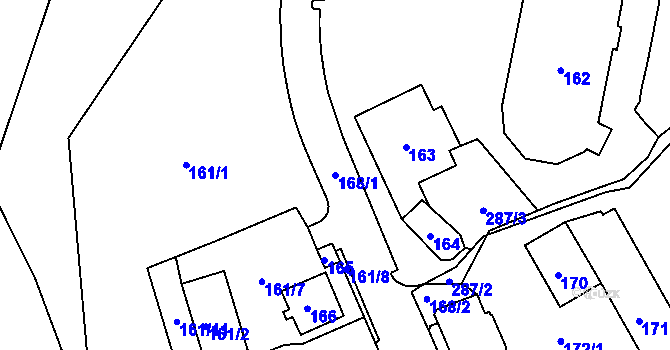 Parcela st. 168/1 v KÚ Most I, Katastrální mapa