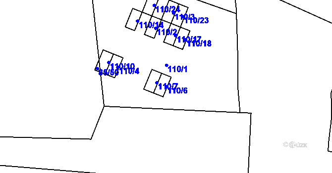 Parcela st. 110/6 v KÚ Most I, Katastrální mapa