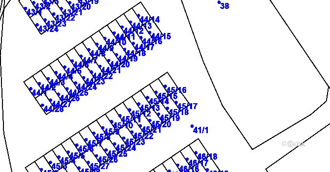 Parcela st. 45/16 v KÚ Most I, Katastrální mapa