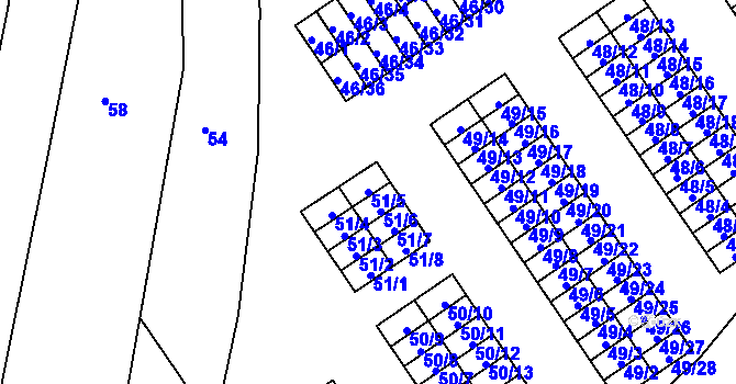 Parcela st. 51/5 v KÚ Most I, Katastrální mapa