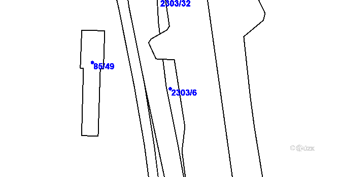 Parcela st. 2303/6 v KÚ Most I, Katastrální mapa