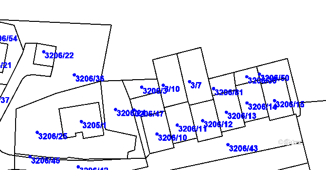 Parcela st. 3/10 v KÚ Most II, Katastrální mapa