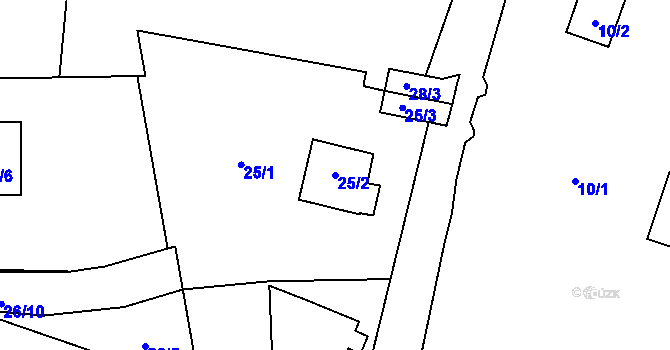 Parcela st. 25/2 v KÚ Most II, Katastrální mapa