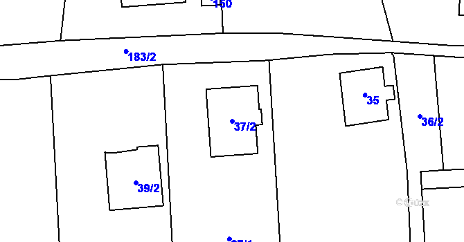 Parcela st. 37/2 v KÚ Most II, Katastrální mapa