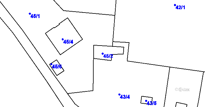 Parcela st. 45/2 v KÚ Most II, Katastrální mapa