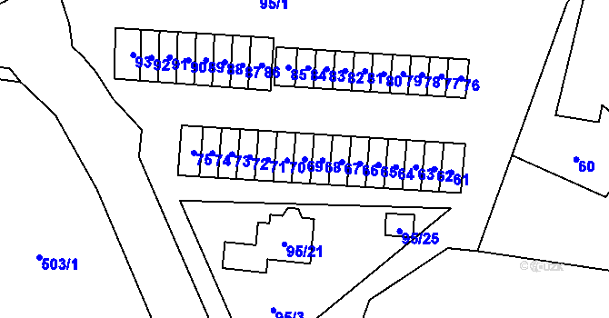 Parcela st. 69 v KÚ Most II, Katastrální mapa