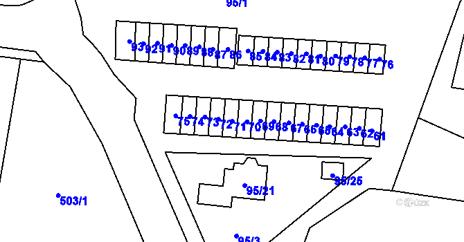 Parcela st. 71 v KÚ Most II, Katastrální mapa