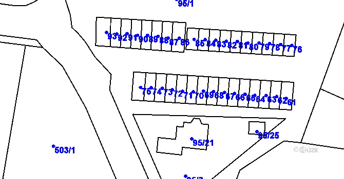 Parcela st. 72 v KÚ Most II, Katastrální mapa