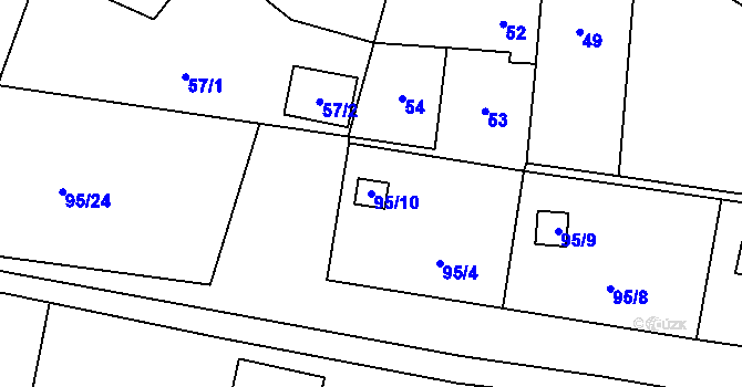Parcela st. 95/10 v KÚ Most II, Katastrální mapa