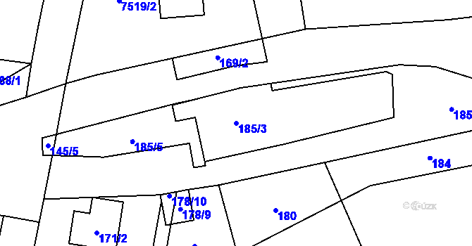 Parcela st. 185/3 v KÚ Most II, Katastrální mapa