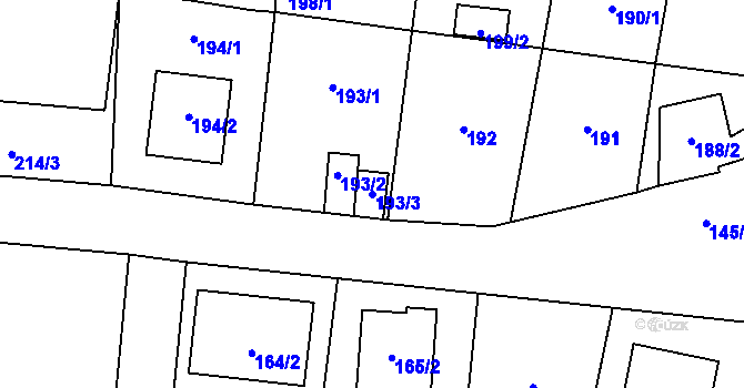 Parcela st. 193/3 v KÚ Most II, Katastrální mapa