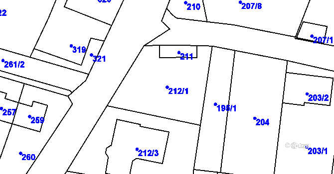 Parcela st. 212/1 v KÚ Most II, Katastrální mapa