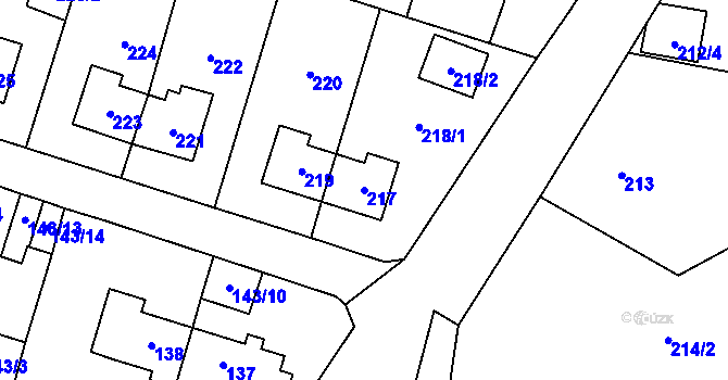 Parcela st. 217 v KÚ Most II, Katastrální mapa
