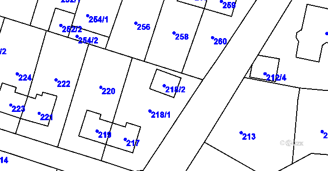 Parcela st. 218/2 v KÚ Most II, Katastrální mapa