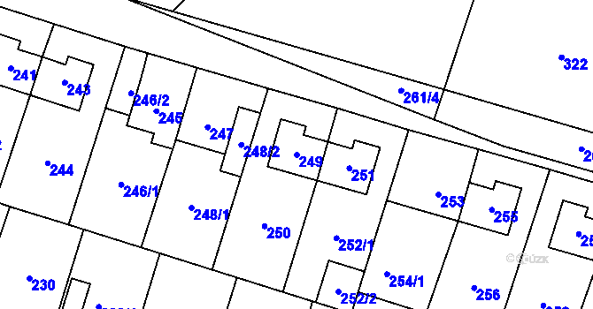 Parcela st. 249 v KÚ Most II, Katastrální mapa