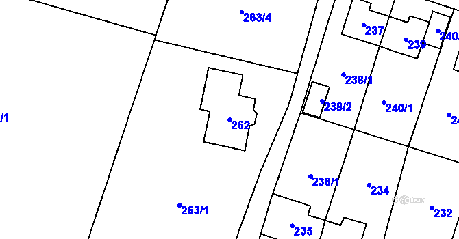 Parcela st. 262 v KÚ Most II, Katastrální mapa