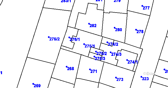 Parcela st. 275/1 v KÚ Most II, Katastrální mapa