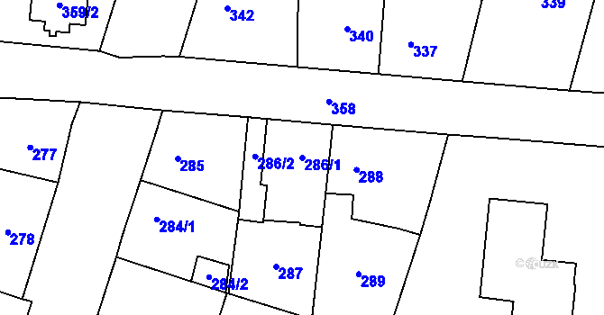 Parcela st. 286/1 v KÚ Most II, Katastrální mapa