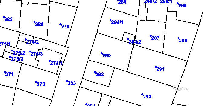 Parcela st. 290 v KÚ Most II, Katastrální mapa