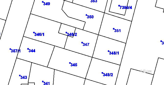 Parcela st. 347 v KÚ Most II, Katastrální mapa