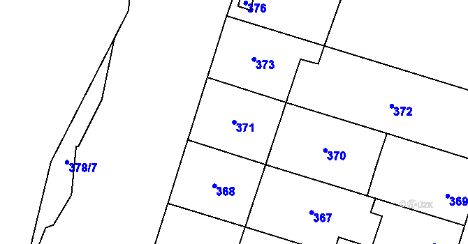 Parcela st. 371 v KÚ Most II, Katastrální mapa