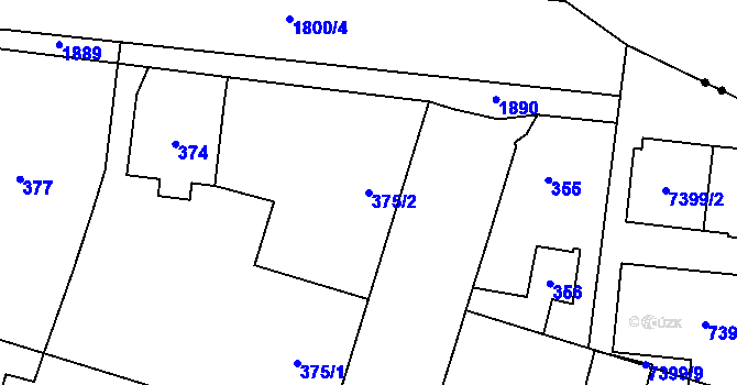 Parcela st. 375/2 v KÚ Most II, Katastrální mapa