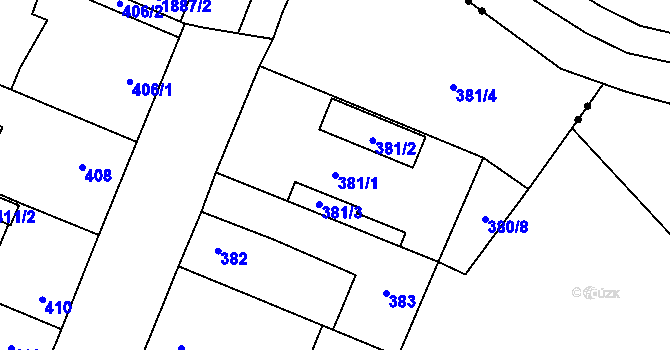 Parcela st. 381/1 v KÚ Most II, Katastrální mapa