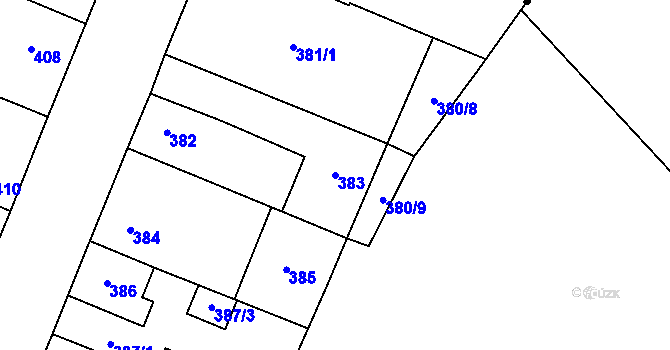 Parcela st. 383 v KÚ Most II, Katastrální mapa
