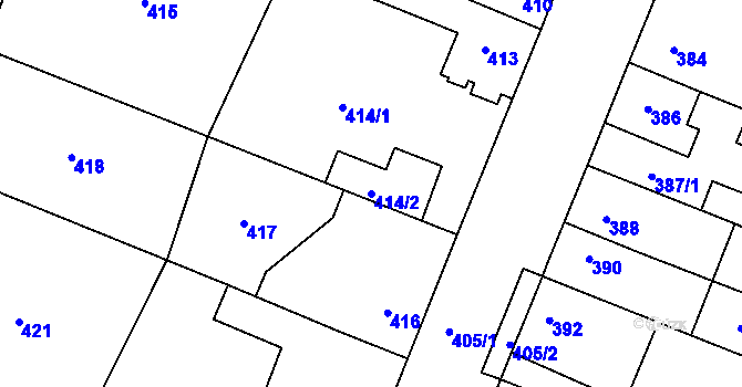 Parcela st. 414/2 v KÚ Most II, Katastrální mapa