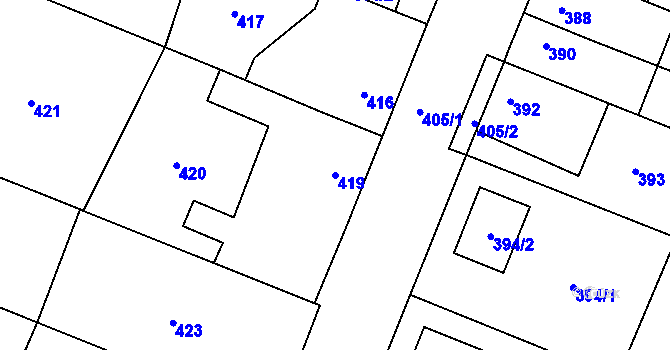 Parcela st. 419 v KÚ Most II, Katastrální mapa
