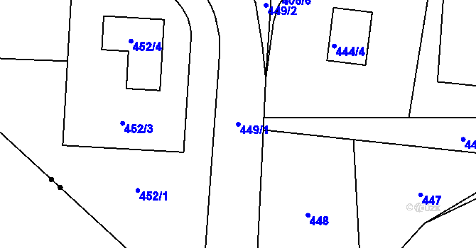 Parcela st. 449/1 v KÚ Most II, Katastrální mapa