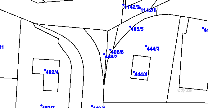 Parcela st. 449/2 v KÚ Most II, Katastrální mapa