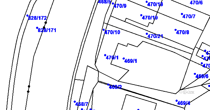 Parcela st. 470/1 v KÚ Most II, Katastrální mapa