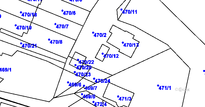 Parcela st. 470/12 v KÚ Most II, Katastrální mapa