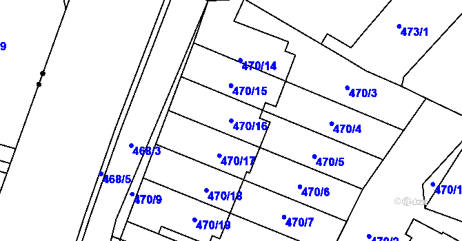 Parcela st. 470/16 v KÚ Most II, Katastrální mapa