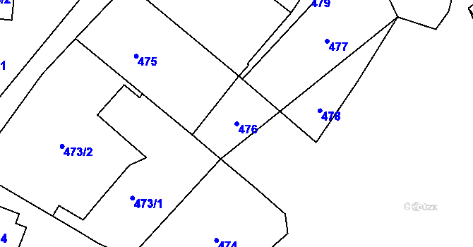Parcela st. 476 v KÚ Most II, Katastrální mapa