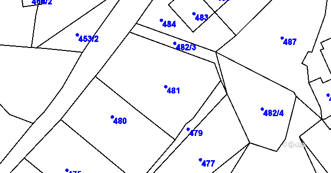Parcela st. 481 v KÚ Most II, Katastrální mapa