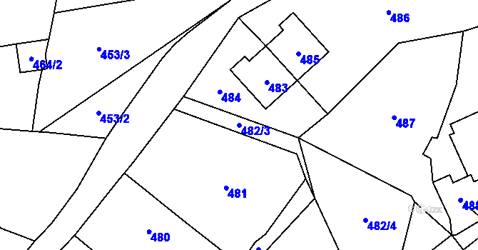 Parcela st. 482/3 v KÚ Most II, Katastrální mapa