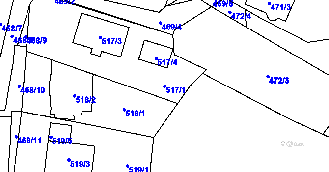 Parcela st. 517/1 v KÚ Most II, Katastrální mapa