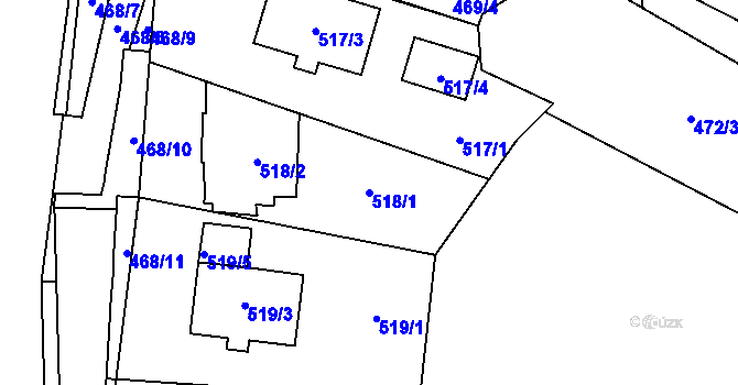 Parcela st. 518/1 v KÚ Most II, Katastrální mapa