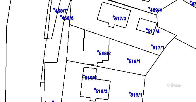 Parcela st. 518/2 v KÚ Most II, Katastrální mapa