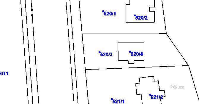 Parcela st. 520/3 v KÚ Most II, Katastrální mapa